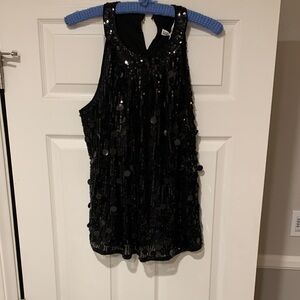 Black Sequin Sleeveless Top
